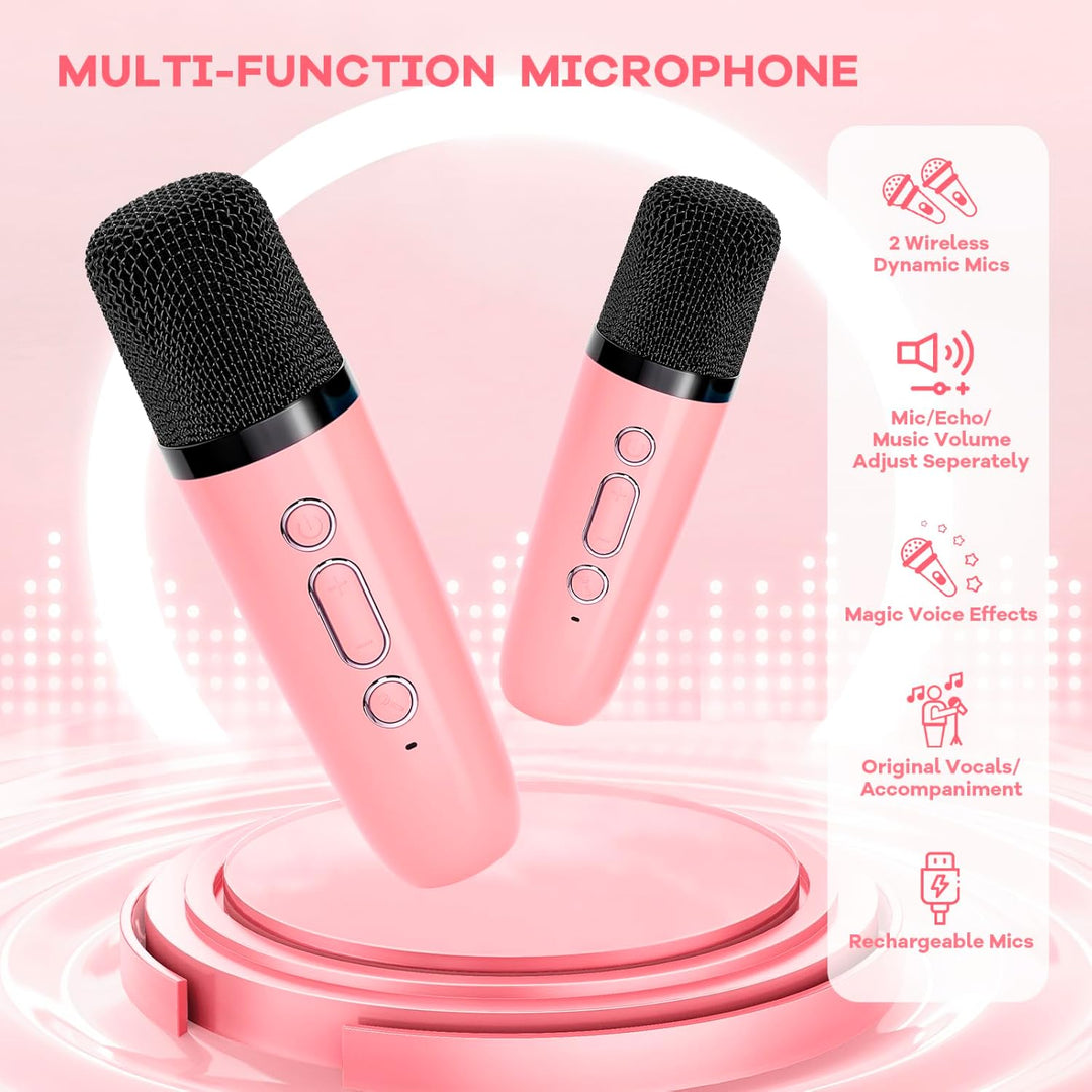 Niki | Portable Mini Karaoke Machine with Bluetooth Speaker and 2 Wireless Microphones – Veylo