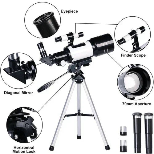 Niki | Professional Astronomical Telescope | 70mm Aperture, 300mm Focal Length &amp; Easy Setup for Stargazing and Nature Exploration
