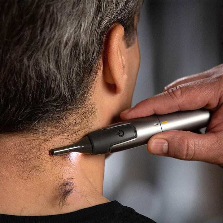 Niki | Professional Ultra-Thin Precision Trimmer | Titanium Stainless Steel Blades | Integrated LED Light | Micro-Oscillation Technology | For Nose, Ears &amp; Contours