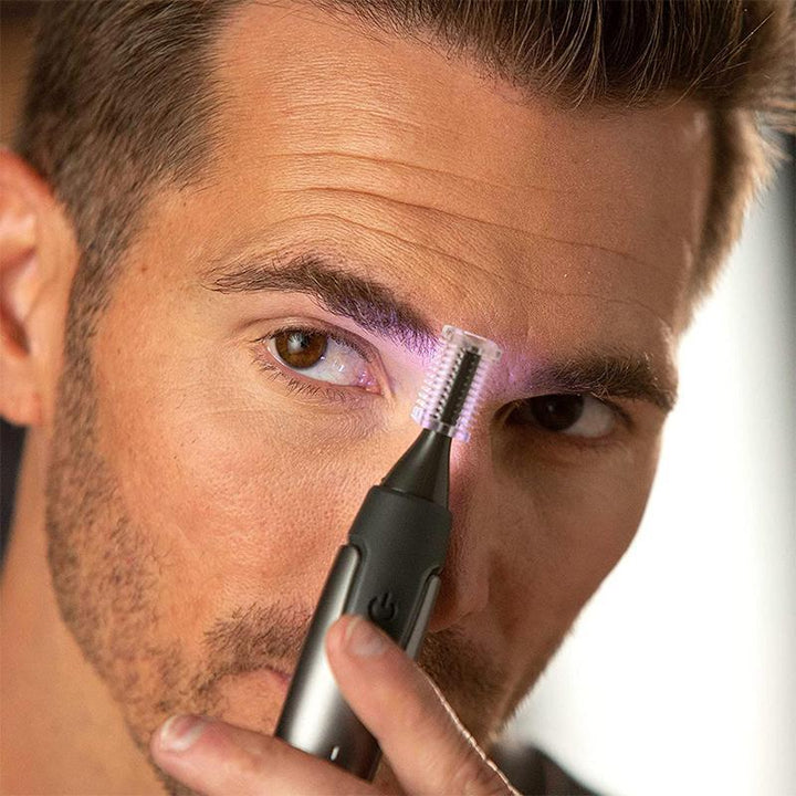 Niki | Professional Ultra-Thin Precision Trimmer | Titanium Stainless Steel Blades | Integrated LED Light | Micro-Oscillation Technology | For Nose, Ears &amp; Contours