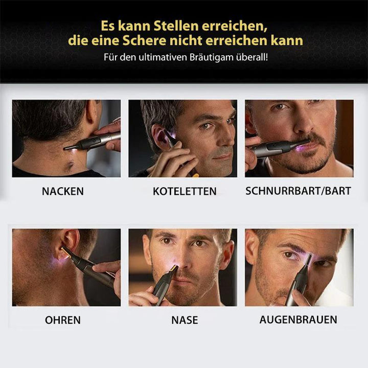 Niki | Professional Ultra-Thin Precision Trimmer | Titanium Stainless Steel Blades | Integrated LED Light | Micro-Oscillation Technology | For Nose, Ears &amp; Contours