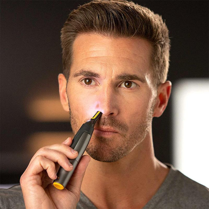Niki | Professional Ultra-Thin Precision Trimmer | Titanium Stainless Steel Blades | Integrated LED Light | Micro-Oscillation Technology | For Nose, Ears &amp; Contours