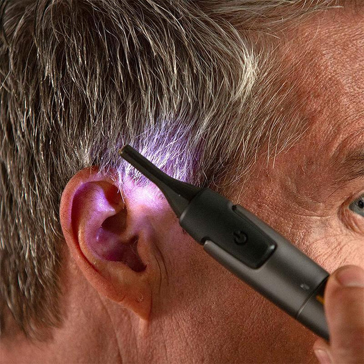Niki | Professional Ultra-Thin Precision Trimmer | Titanium Stainless Steel Blades | Integrated LED Light | Micro-Oscillation Technology | For Nose, Ears &amp; Contours