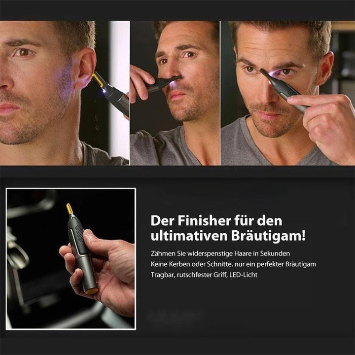 Niki | Professional Ultra-Thin Precision Trimmer | Titanium Stainless Steel Blades | Integrated LED Light | Micro-Oscillation Technology | For Nose, Ears &amp; Contours