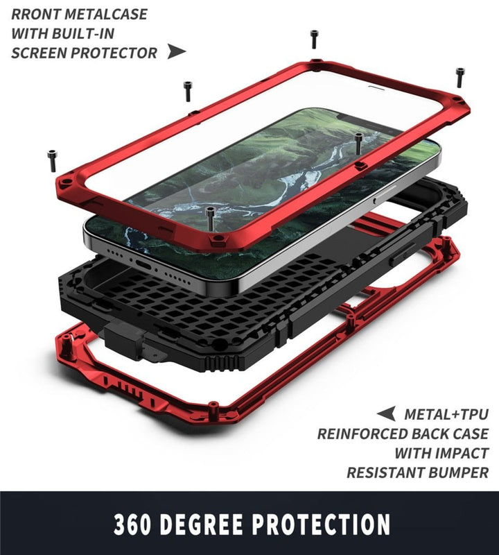 Niki | Protective Shockproof Tempered Glass Metal Case for iPhone