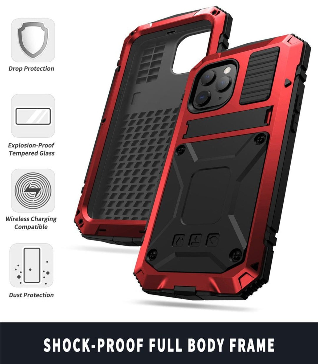 Niki | Protective Shockproof Tempered Glass Metal Case for iPhone