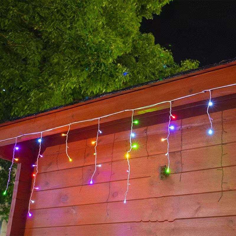 Niki | Quntis 50m LED Icicle Light String | IP44 Weatherproof | 36V Low Voltage | 500+ LEDs | Icicle Waterfall Effect | Warm White