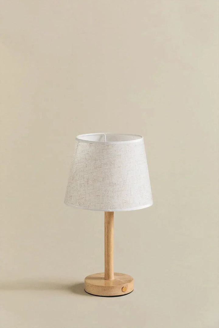 Niki | Rechargeable Wooden LED Table Lamp with Fabric Shade