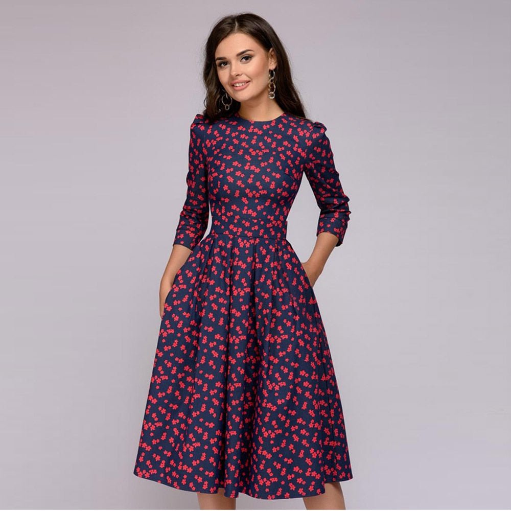 Niki - Retrozo Elegant, Mid-Length Dress