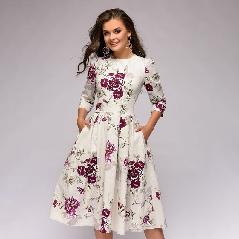 Niki - Retrozo Elegant, Mid-Length Dress