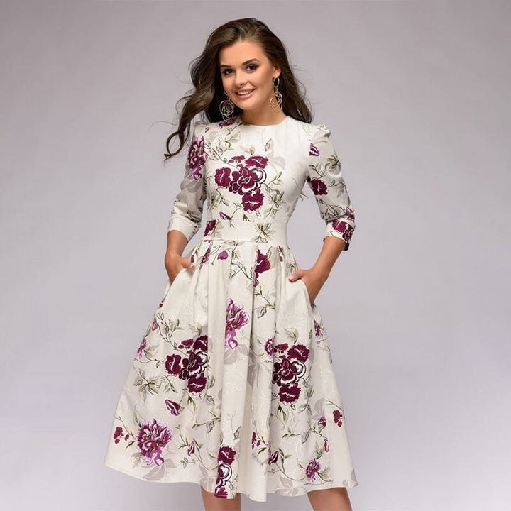 Niki - Retrozo Elegant, Mid-Length Dress