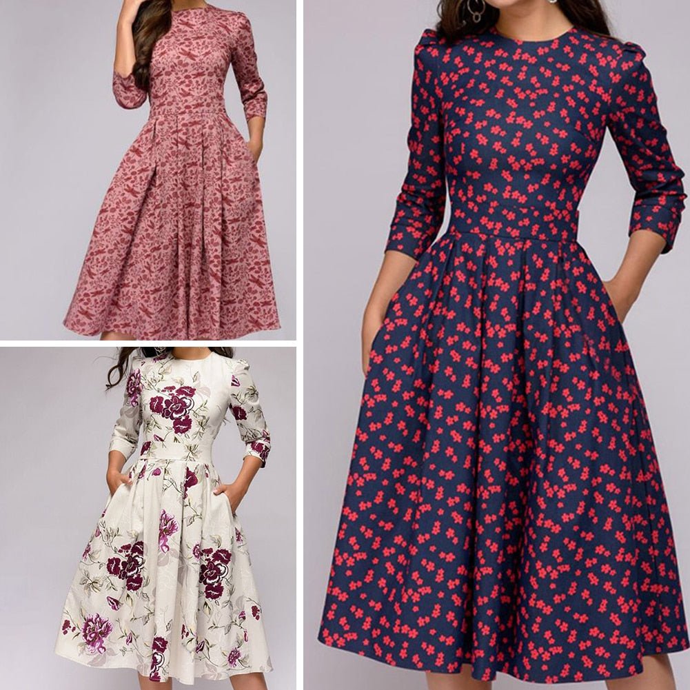 Niki - Retrozo Elegant, Mid-Length Dress