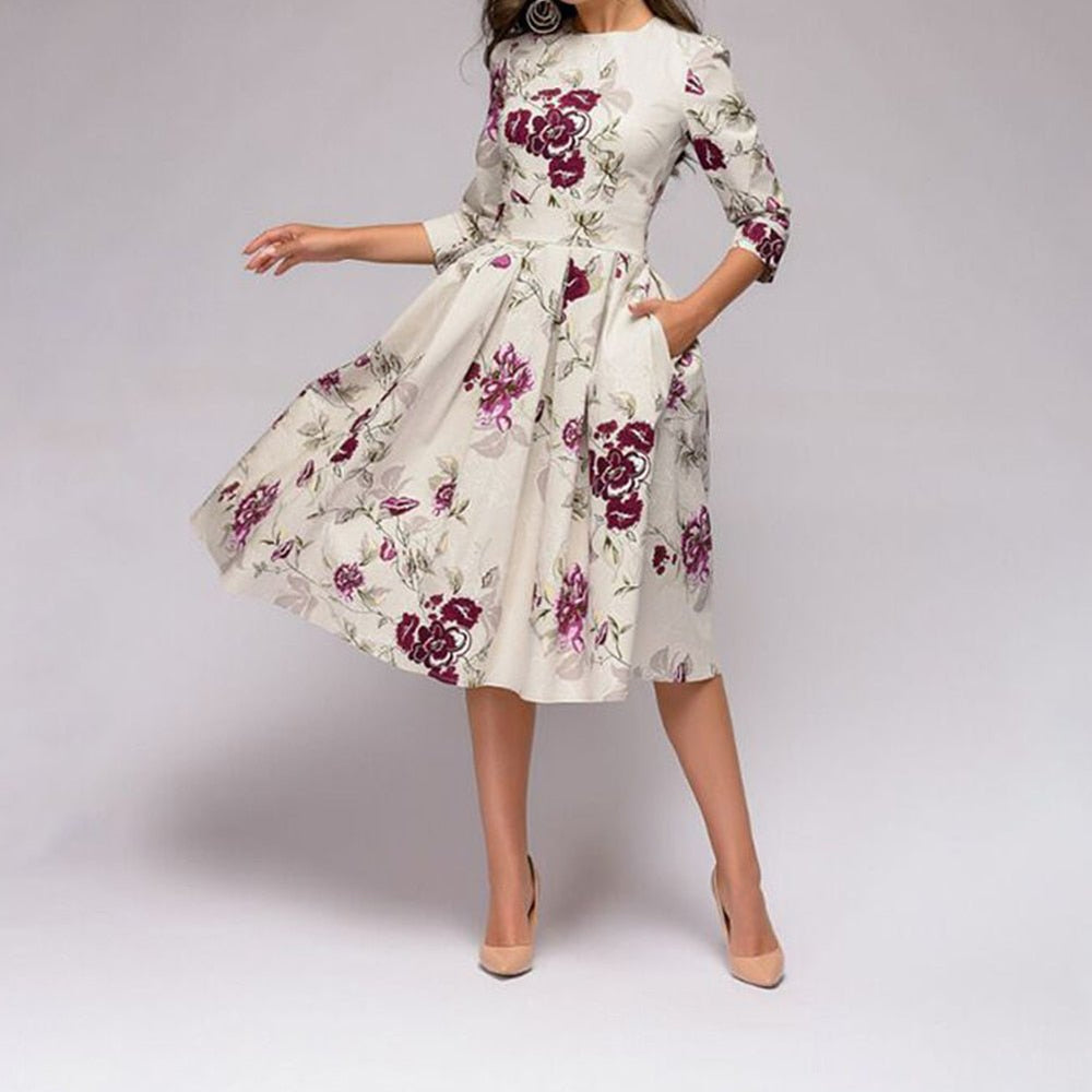Niki - Retrozo Elegant, Mid-Length Dress
