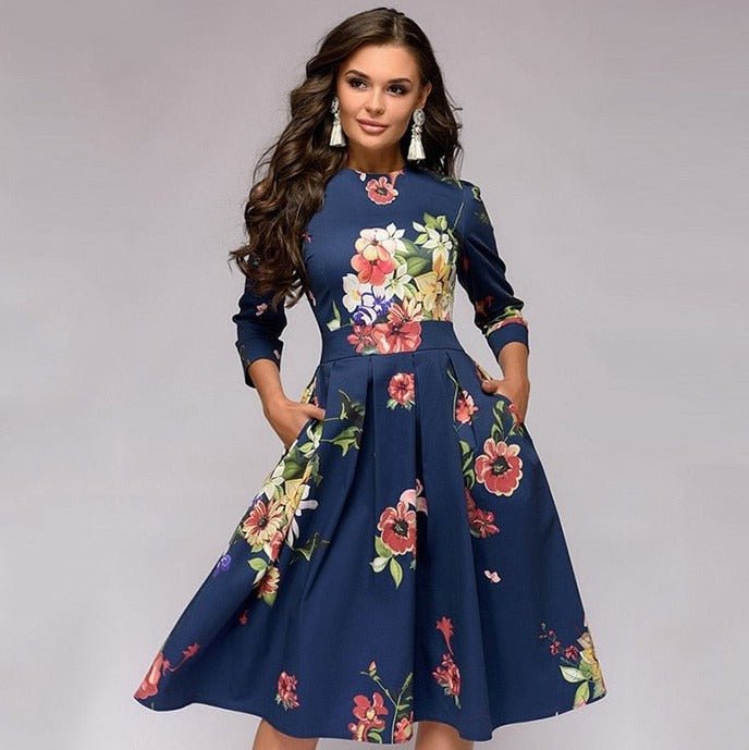 Niki - Retrozo Elegant, Mid-Length Dress