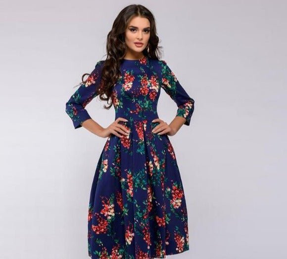 Niki - Retrozo Elegant, Mid-Length Dress