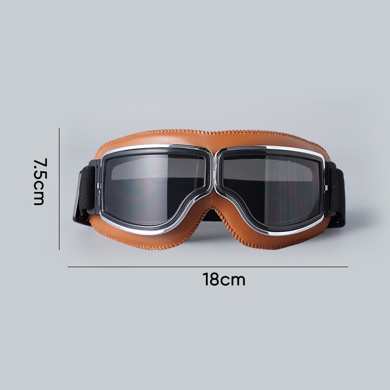 Niki | RoadRider | Vintage Motorcycle Goggles with Interchangeable Lenses and Comfort Padding