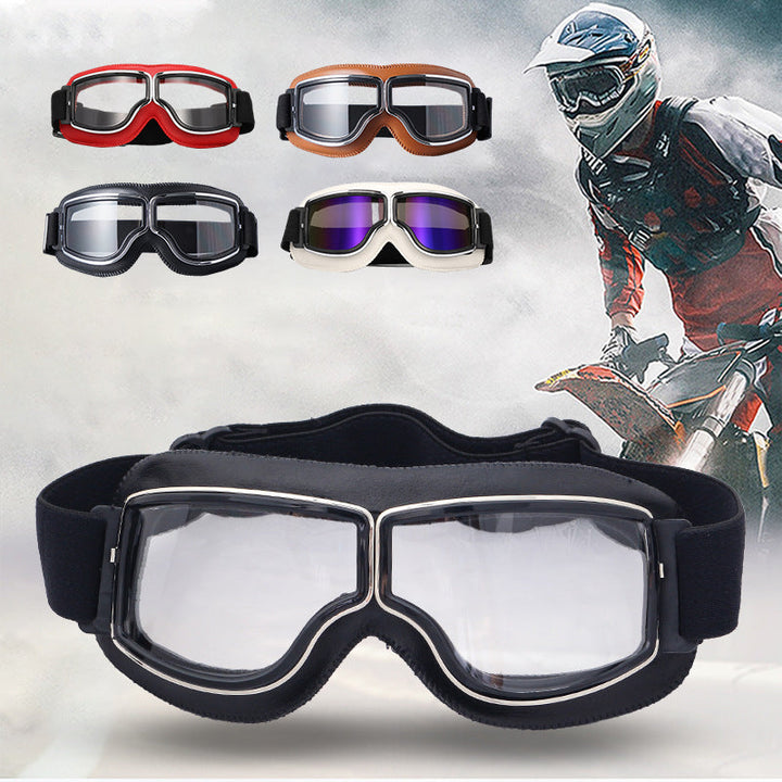 Niki | RoadRider | Vintage Motorcycle Goggles with Interchangeable Lenses and Comfort Padding