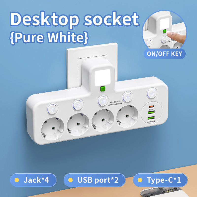 Niki | Rotatable Wall Socket with 2 USB A, 1 USB C &amp; Switches