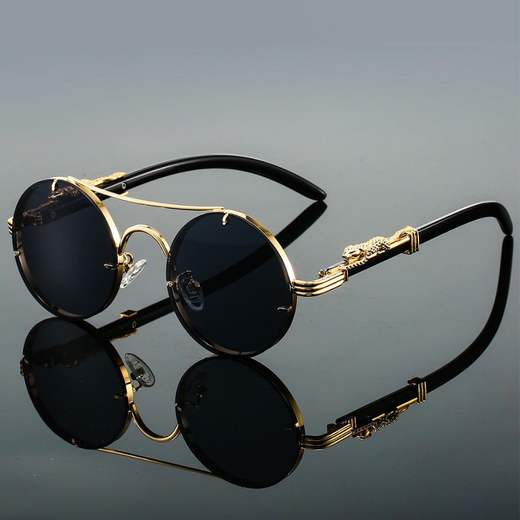 Niki | Round Sunglasses with Animal Detail