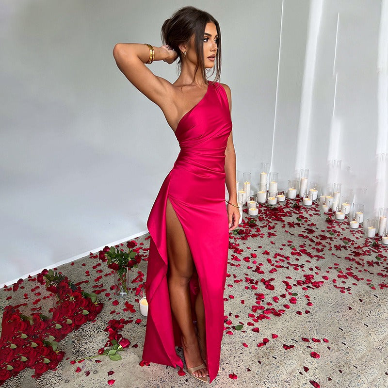 Niki Ruffled One-Shoulder Maxi Dress