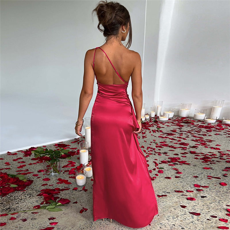 Niki Ruffled One-Shoulder Maxi Dress