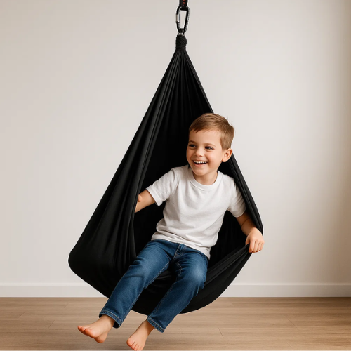 Niki | RustNest Cotton Therapy Sling | Soothing Deep Pressure | Black, 100×280 cm