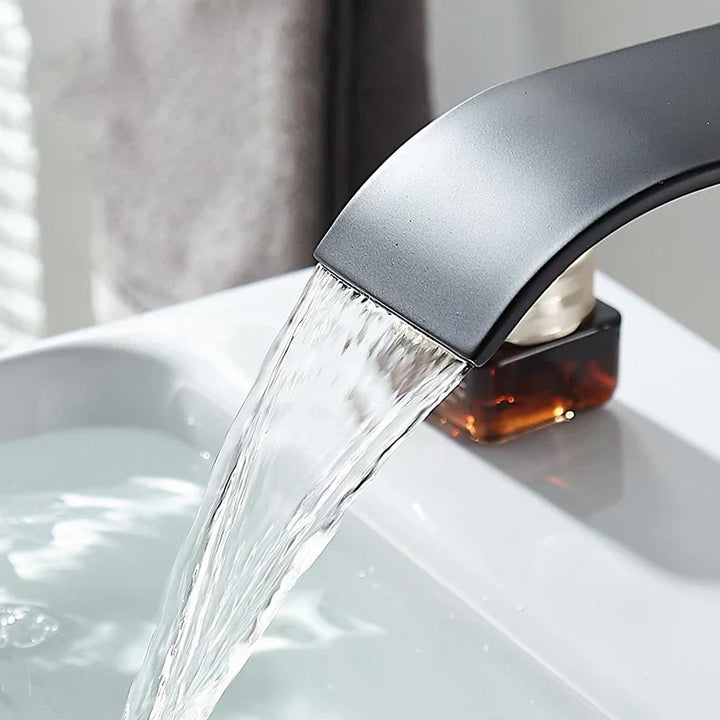 Niki Sink Mixer Aqualis Noir | Stainless Steel | Hot &amp; Cold Water | For Bathroom &amp; Guest Toilet