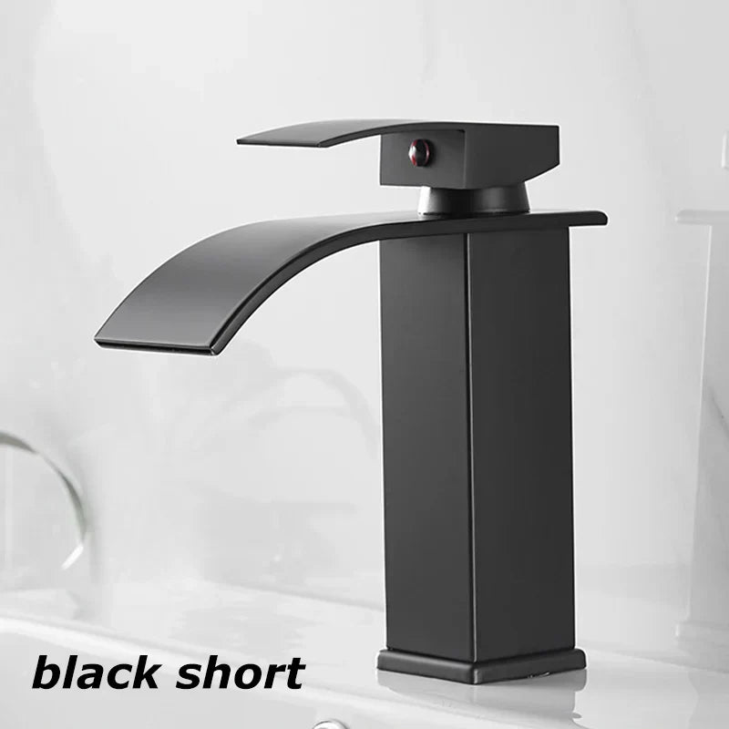 Niki Sink Mixer Aqualis Noir | Stainless Steel | Hot &amp; Cold Water | For Bathroom &amp; Guest Toilet
