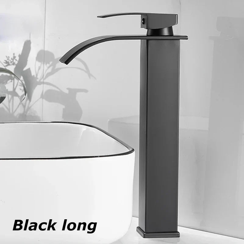 Niki Sink Mixer Aqualis Noir | Stainless Steel | Hot &amp; Cold Water | For Bathroom &amp; Guest Toilet