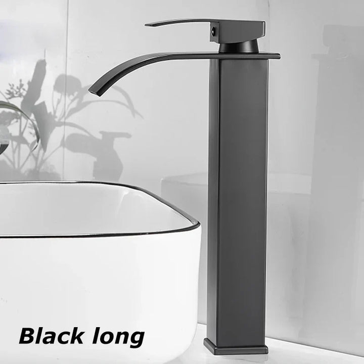 Niki Sink Mixer Aqualis Noir | Stainless Steel | Hot &amp; Cold Water | For Bathroom &amp; Guest Toilet