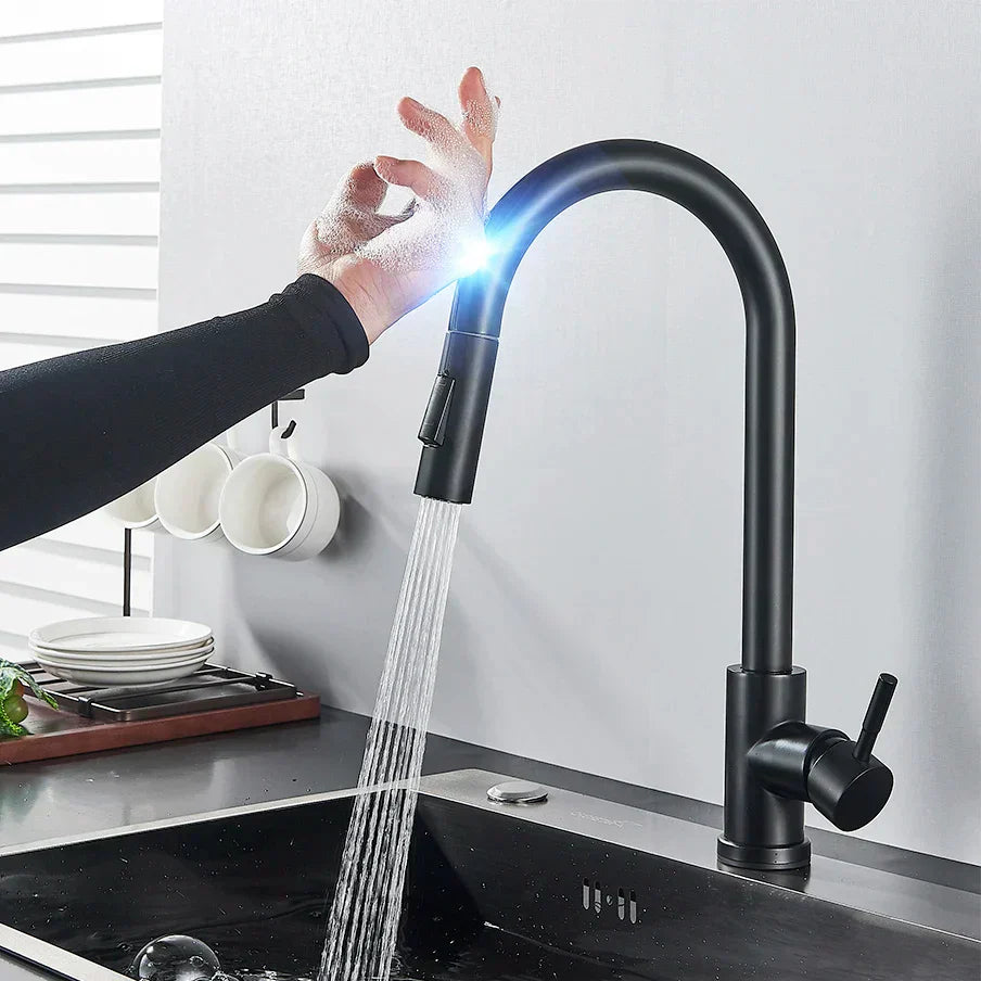 Niki | SmartTouch | Kitchen Faucet with Touch Sensor and Pull-Out Spray Head – Brushed Nickel