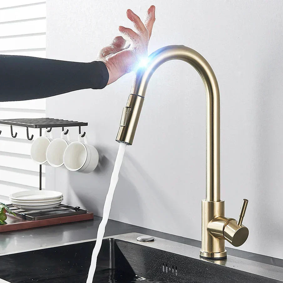 Niki | SmartTouch | Kitchen Faucet with Touch Sensor and Pull-Out Spray Head – Brushed Nickel