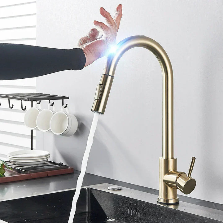 Niki | SmartTouch | Kitchen Faucet with Touch Sensor and Pull-Out Spray Head – Brushed Nickel