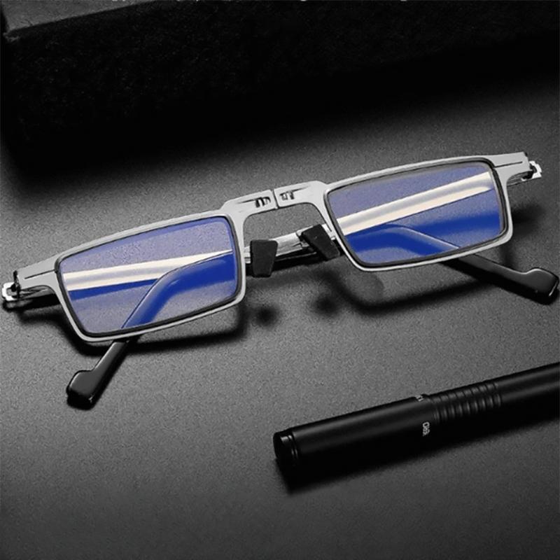 Niki | Titanium Reading Glasses with Blue Light Protection – Foldable and Lightweight, Silver, Round/Square