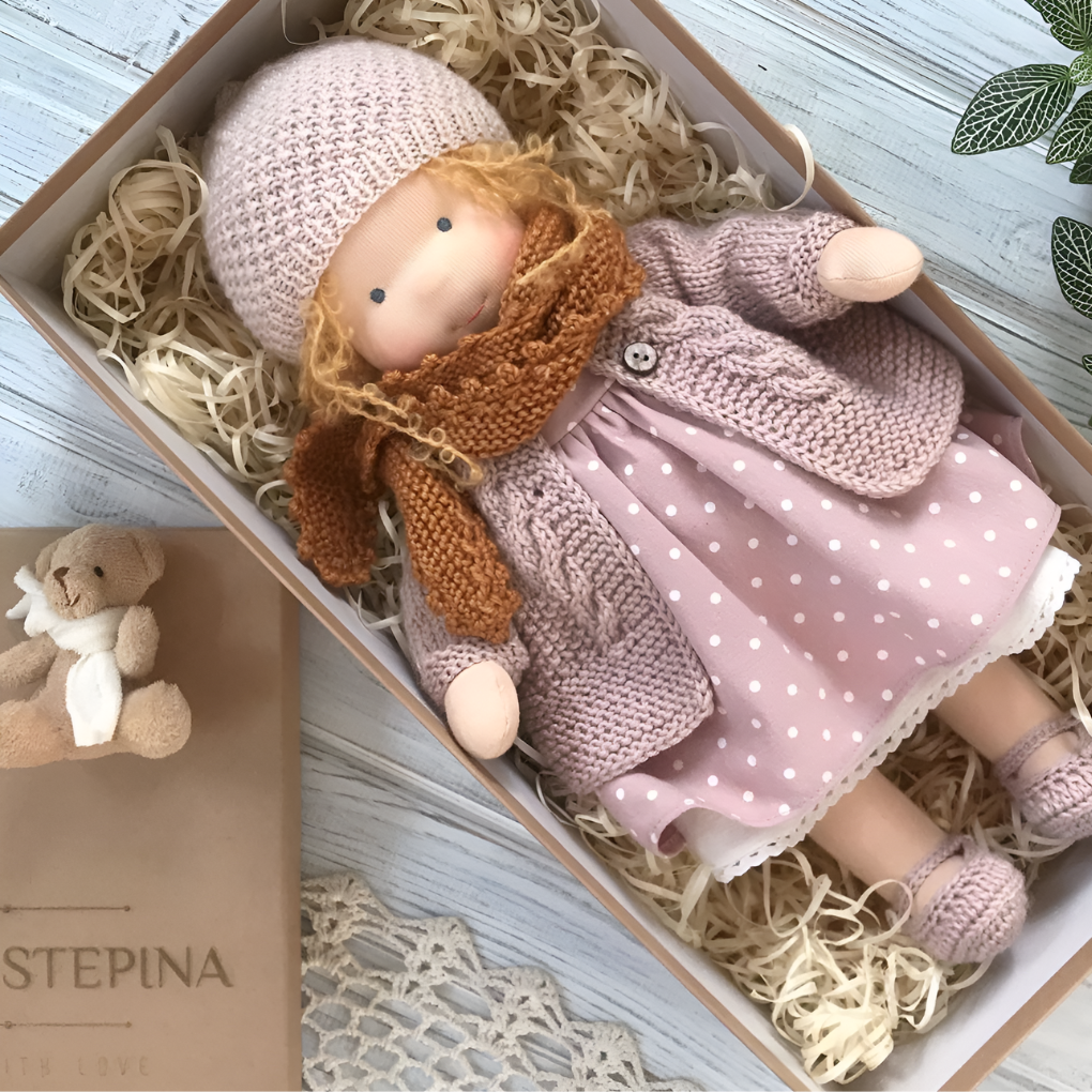 Niki | Toddler Waldorf Cloth Doll with Knitted Accents