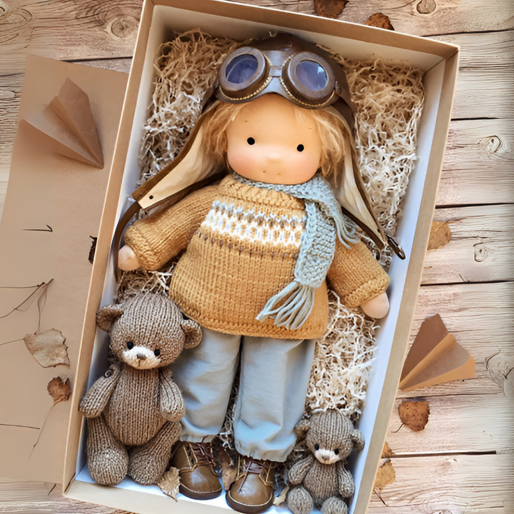 Niki | Toddler Waldorf Cloth Doll with Knitted Accents
