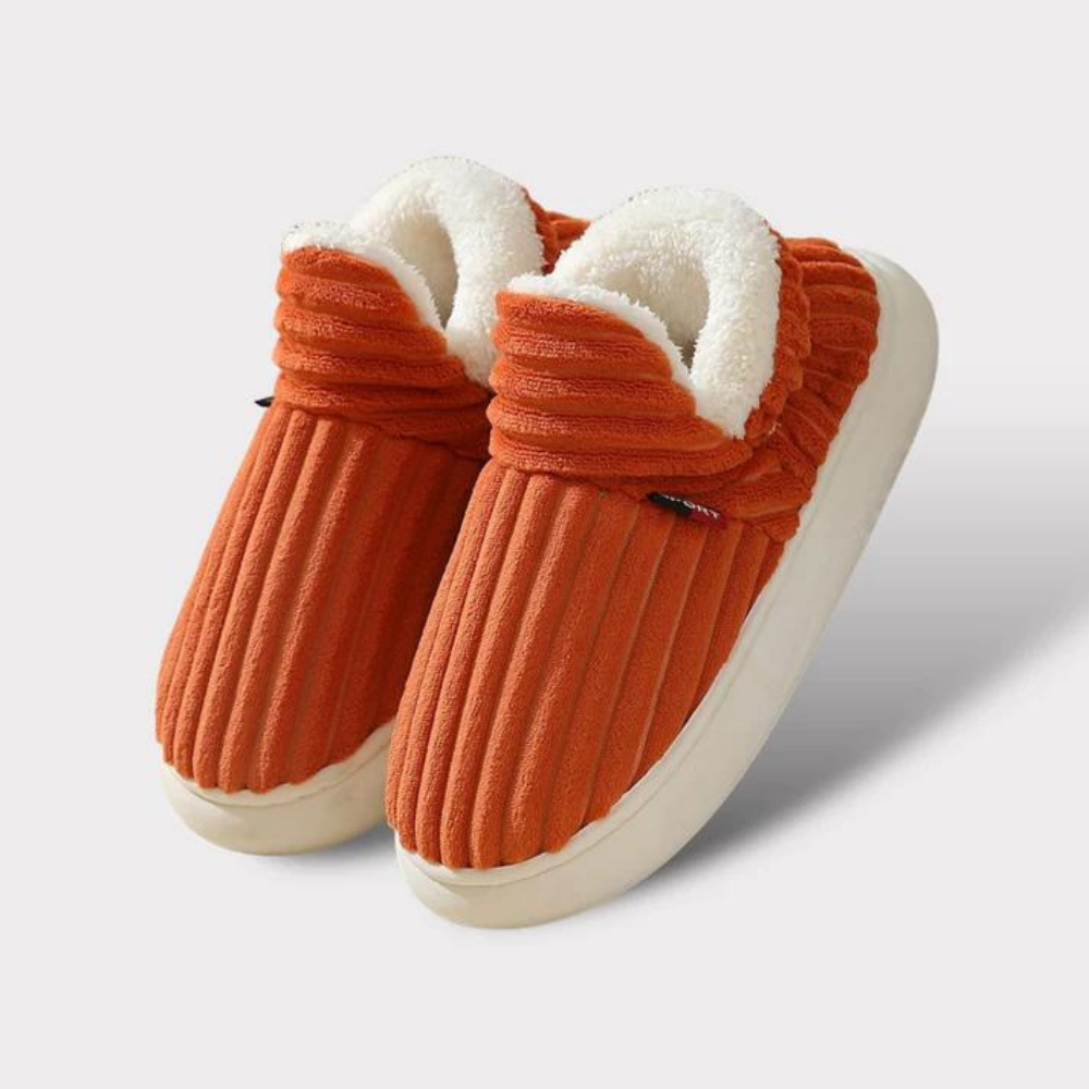 Niki | Unisex Plush Lined Slippers - Ribbed Detail