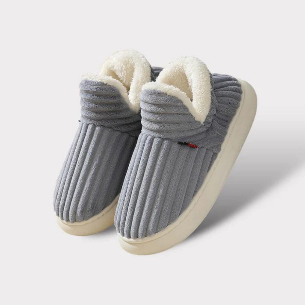Niki | Unisex Plush Lined Slippers - Ribbed Detail