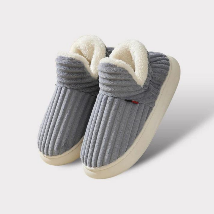 Niki | Unisex Plush Lined Slippers - Ribbed Detail