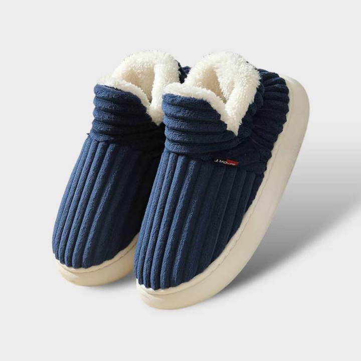 Niki | Unisex Plush Lined Slippers - Ribbed Detail