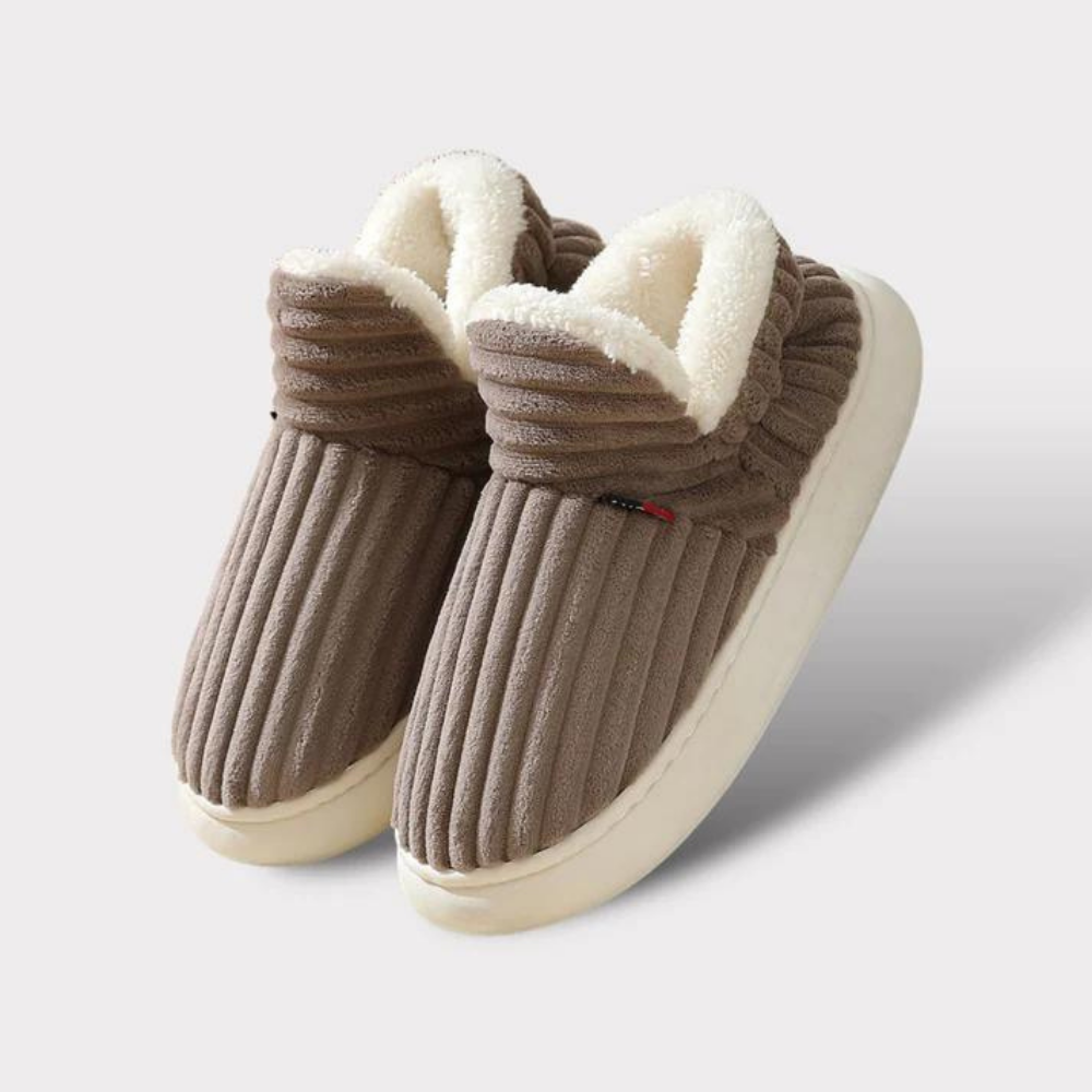 Niki | Unisex Plush Lined Slippers - Ribbed Detail