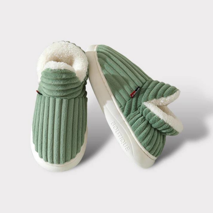 Niki | Unisex Plush Lined Slippers - Ribbed Detail
