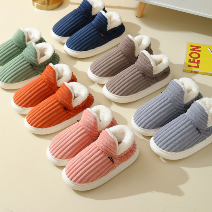 Niki | Unisex Plush Lined Slippers - Ribbed Detail