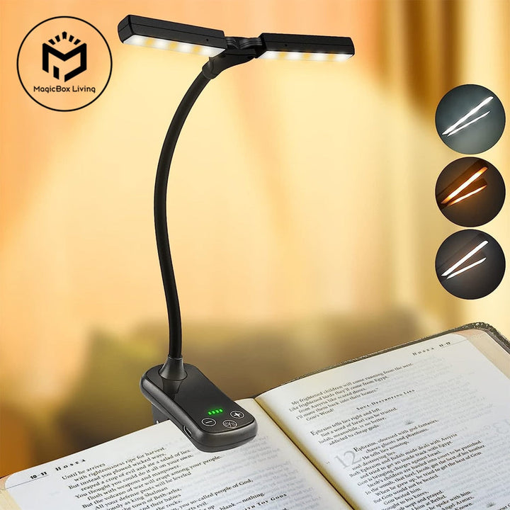 Niki | USB Rechargeable Clip-on Book Light with 3 Colors &amp; 8 Brightness Levels