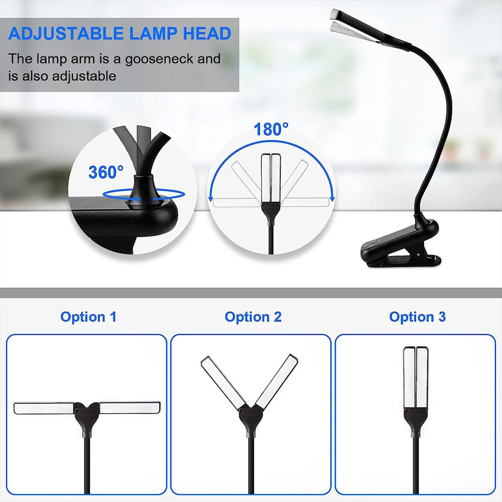 Niki | USB Rechargeable Clip-on Book Light with 3 Colors &amp; 8 Brightness Levels
