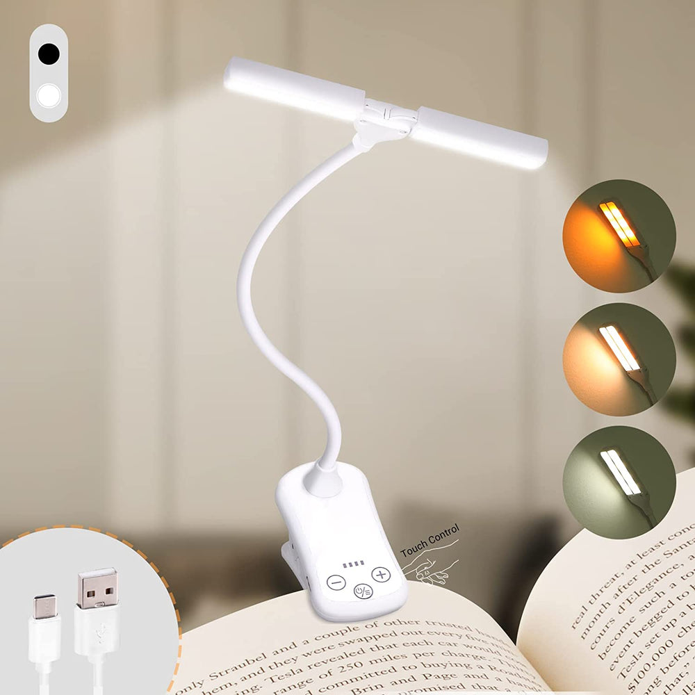 Niki | USB Rechargeable Clip-on Book Light with 3 Colors & 8 Brightness Levels