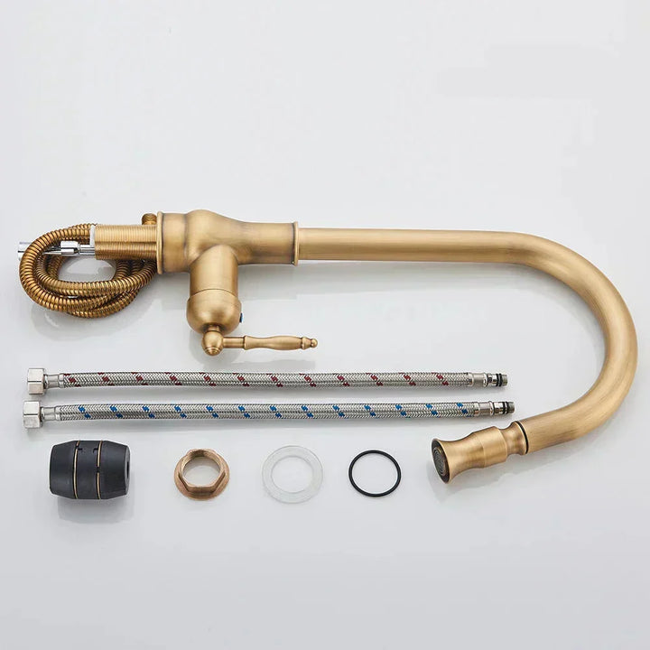 Niki | VintageTap Antique Brass Kitchen Tap – Retro Style Mixer Faucet with Swivel Spout