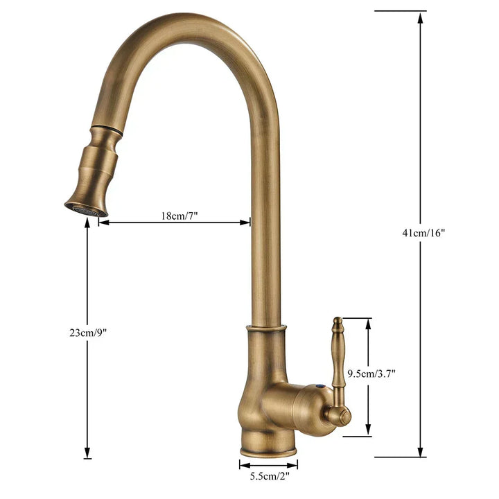 Niki | VintageTap Antique Brass Kitchen Tap – Retro Style Mixer Faucet with Swivel Spout