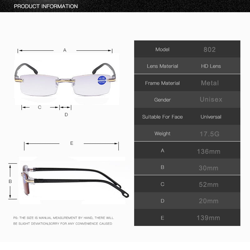 Niki | Viselio Intelligent Reading Glasses with Progressive Lenses | Ultra-Light &amp; Blue Light Filter | For Near &amp; Distant Vision | Titanium Frame TR90