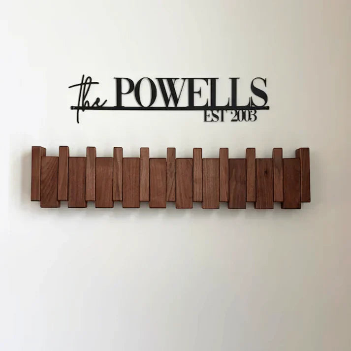 Niki | Wall mounted wooden coat rack with piano key design